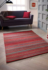 Carter Modern Red Striped Rug - Pendle Village Furniture